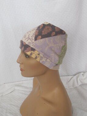 Handmade Patchwork Print Messy Bun/Ponytail Hat
